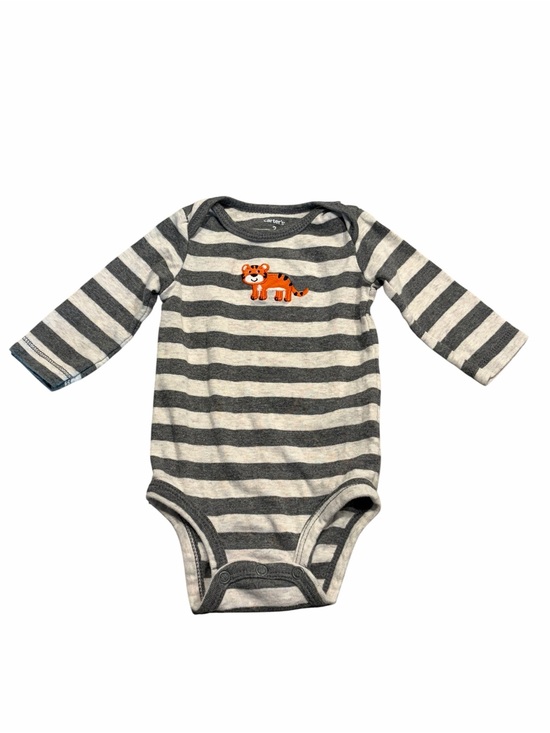 Carter's Other - Carter's Gray & White Striped One-Piece with Orange Tiger Applique